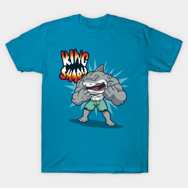 Summer Shark Superhero Villain 80's Cartoon Beach Parody T-Shirt by BoggsNicolas